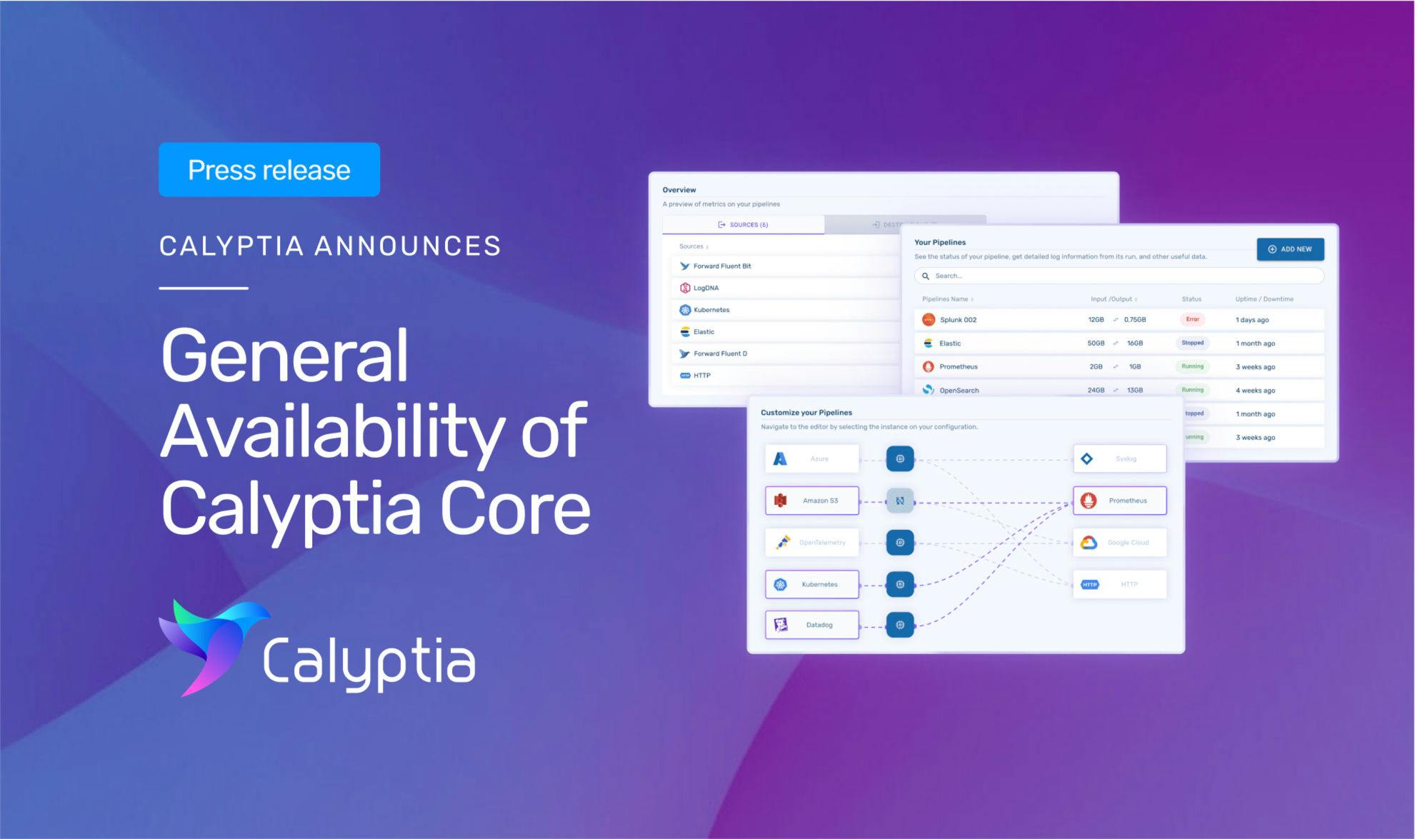 Press Release: Calyptia Announces General Availability of Calyptia Core